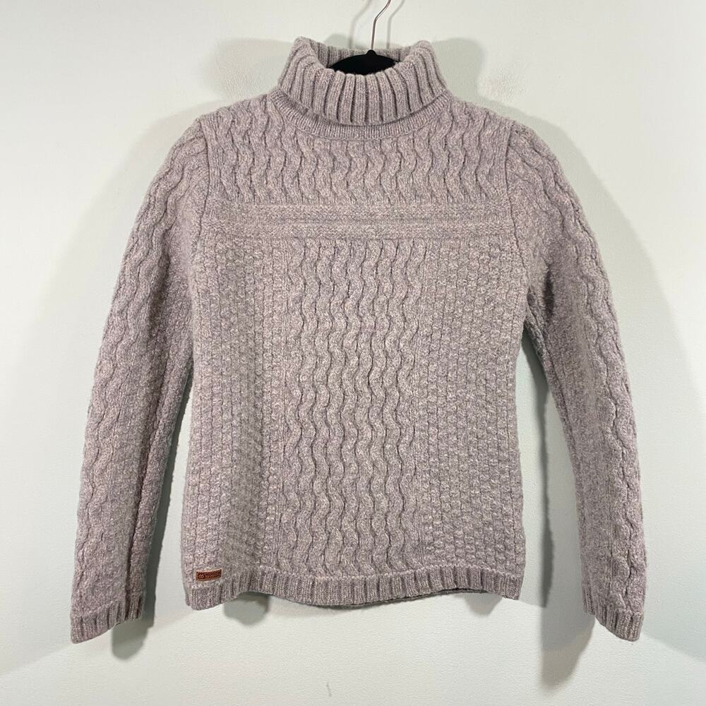 Women’s Cable Knit Turtleneck Sweater - Light Lavender